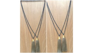 free shipping fashion necklace tassels golden bronze caps handmade bali